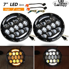 CO LIGHT 105W Running Lights 7 Inch Headlights Angel Eyes H4 Hi Lo 9-30V for 4X4 Lada Niva Uaz Offroad 12V 24V 2024 - buy cheap