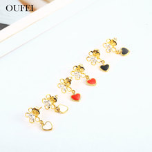 OUFEI Stainless Steel Jewelry Woman Vogue 2019 Charm Heart Stud Earrings For Women Jewelry Accessories wholesale lots bulk 2024 - buy cheap