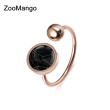 Creative Ring Round Shape White/Black Magnesite Rose Gold Color Titanium Steel Anniversary Rings For Women Anillos Mujer ZR17054 2024 - buy cheap