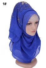 Fashion design high quality chiffon embroidery Turkish diamonds hijab istamic style headscarf muslim hijab for women 7 colors 2024 - buy cheap