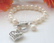 P & P gratis> hermosa pulsera de perlas de agua dulce redonda blanca de 8 "9-10mm 2024 - compra barato