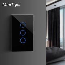 Minitiger-interruptor de luz padrão ue/eua/reino unido/au para casa, interruptor touch, 1/2/3, unidirecional, vidro de cristal, sem wi-fi 2024 - compre barato