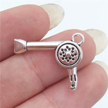 Amuleto para secador de cabelo, amuleto de liga de zinco com tema de estilização de metal, antigo, banhado a prata, pingente de faça você mesmo, atacado, amuletos 21*17mm, 1.5g 2024 - compre barato