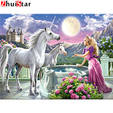 Mosaico para ponto cruz unicórnio e princesas, faça você mesmo, decorativo, mosaico completo, bordado, xy1 2024 - compre barato