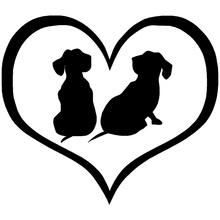 Pegatina de dibujos animados para coche, calcomanías decorativas de vidrio para ventana, con diseño de cachorros de perro salchicha, corazón, C6-0136, 10,9x9,5 CM 2024 - compra barato