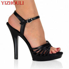 Sapatos de salto alto e plataforma femininos, 13 cm, preto pu sapatos de dança, sandálias de motocicleta 2024 - compre barato
