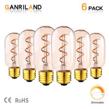 GANRILAND Dimmable T45 Tubular Spiral LED Filament Bulb Edison Flexible LED Lamp Gold Tint 3W E26 E27 Decorative Pendant Light 2024 - buy cheap