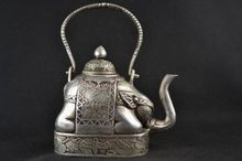 Old Collectibles Decorated Handwork Miao Silver Carve Elephant Lucky Big Tea Pot 2024 - buy cheap