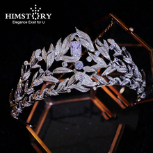 Himstory Gorgeous Clear Cubic Zircon Wedding Tiara Crown CZ Bridal Queen Princess Pageant Party Crown Hair Accessories Headband 2024 - buy cheap