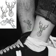 Waterproof Temporary Tattoo Stickers Fawn Deer head fake Tatto Geometric animal Flash Tatoo Hand Back Foot for Girl Women Men 2024 - buy cheap