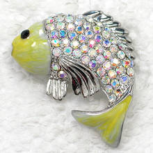 Clear AB Rhinestone Enamel Brooch pins Fish Pin brooches C984 F 2024 - buy cheap