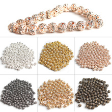 50 unids/lote de bolas de diamantes de imitación de cristal chapadas en Metal, 8mm, espaciador, cuentas sueltas para joyería, accesorios para hacer pulseras Diy 2024 - compra barato