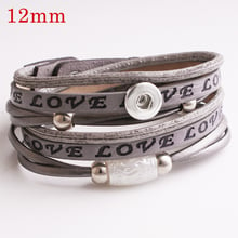 6 colors  Hot sales Vintage  fashion  LOVE   leather  12mm snap button bracelet  DIY  BR891 2024 - buy cheap