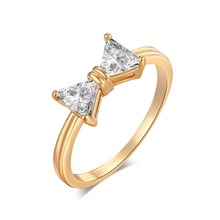 Anéis de cristal feminino, anéis de cristal da moda áustria, cor dourada, com laço para casamento, noivado e zircônia cúbica, frete grátis 2024 - compre barato
