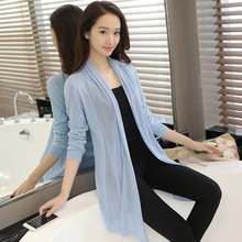 2017 summer sun air conditioner shirt women's medium-long long-sleeve sweater loose cardigan thin outerwear 2024 - buy cheap