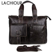 Lachiour Genuine Leather laptop bag Handbags Men Cowhide Crossbody Bag Men's Travel Shoulder Bag Male Leather Briefcases 2024 - buy cheap