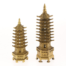 Templo de Budismo de cobre de latón folclórico chino Wen Chang Pagoda Tower Stupa, estatua, adornos 2024 - compra barato
