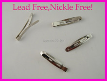 100PCS 4.5cm 1.75" silver plain pea shape Metal Snap Clips at lead free and nickle free,oval hairpins barrettes 2024 - buy cheap
