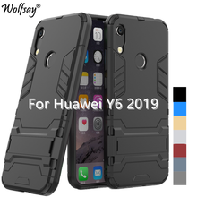 Huawei Y6 2019 Case Shockproof Hybrid PC Shell Stand Silicone Armor Back Case For Huawei Y6 2019 Cover Case On Huawei Y6 2019 2024 - buy cheap