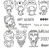 Happy  Halloween Girl and boy Transparent Clear Silicone Stamp Seal DIY Scrapbooking photo Album Decorative Clear Stamp W1261 2024 - buy cheap