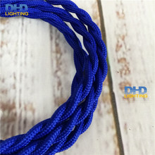 Cable de tela vintage edison, cable colgante de 2x0,75, azul oscuro, trenzado, tela textil, 25 metros por rollo, envío gratis 2024 - compra barato