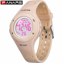 Panars moda 7 cores led crianças relógio wr50m impermeável crianças relógio de pulso despertador multi-função relógios para meninas meninos 2024 - compre barato