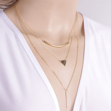 Collar de varias capas con múltiples elementos para mujer, Gargantilla triangular geométrica, joyería 2024 - compra barato