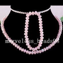 Conjunto de collar y pulsera con cuentas facetadas de cristal rosa, joyería hermosa, envío gratis, G3646 2024 - compra barato