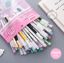 50 pcs/Lot Kawaii gel pens 10 color ink ballpoint pen Ballpoint 0.38mm 0.5mm Stationery Office School supply lapices escolar 2024 - buy cheap