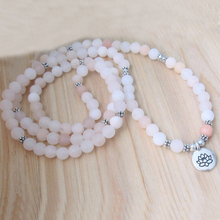 Pulsera con cuentas de Aventurina rosa para mujer, brazalete de Yoga Mala 0r, collar de cuentas de oración budistas, muñeca envolvente, Buda de loto, 108 2024 - compra barato