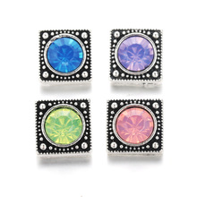 10 pçs/lote novo quadrado snap jóias 12mm botões com strass charme botão ajuste snap pulseiras pulseiras para mulher 2024 - compre barato