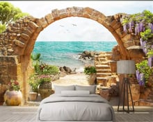 beibehang papier peint mural 3d Custom 3d mural wallpaper garden stone arches sea view wall paper for kids room papel de parede 2024 - buy cheap