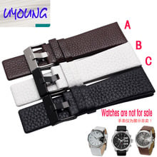 Uyang Hight Quality Genuine Leather Watchband Adapter Diesel DZ1399 DZ4280 DZ4290 24mm 26mm 28mm Watch Strap Black Brown for Men 2024 - buy cheap