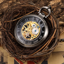 Unique Bronze Hollow Skeleton Steampunk Craced Mechanical Pocket Watch Men FOB Waist Chain Retro Roman Dial Male Clock Men Gift 2024 - buy cheap