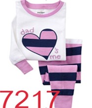 Retail New Fashion Girls long sleeve I love MOM DAD shirt with striped pants 2pcs set Children's Home Clothing kids Pajamas sets 2024 - buy cheap