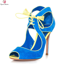 Sandalias de verano de talla grande para mujer, zapatos de gladiador con punta abierta y parche, a la moda, color azul 2024 - compra barato