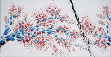Bonito Colorido da arte Abstrata pinturas a óleo Da Árvore de Sakura pintados à mão da arte da lona imagem moderna para sala de estar decoração Presente 2024 - compre barato
