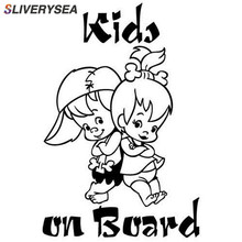 SLIVERYSEA KIDS ON BOARD Cute Cartoon Warning Car Sticker Window Decoration Vinyl Stickers Decals Car Styling #B1225 2024 - buy cheap