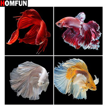 HOMFUN Full Square/Round Drill 5D DIY Diamond Painting "Animal goldfish" 3D Embroidery Cross Stitch 5D Home Decor Gift 2024 - buy cheap