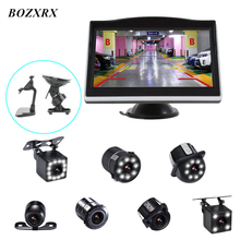 Система парковки BOZXRX с ЖК-дисплеем 5 "HD, автомобильный монитор с двойным кронштейном + Водонепроницаемая светодиодная камера заднего вида 170 градусов С светодиодный чным видением 2024 - купить недорого