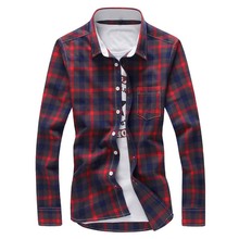 Мужская клетчатая хлопковая рубашка, мужская рубашка высокого качества с длинным рукавом, приталенная деловая Повседневная рубашка, мужская клетчатая рубашка с длинным рукавом, весна 2024 - купить недорого