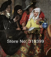 Johnes-lienzo de lino hecho a mano Vermeer 100%, reproducción de pintura al óleo, the-procuress-1656, envío rápido gratis, sin marco 2024 - compra barato