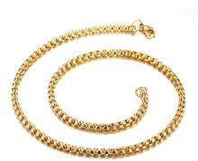 Ожерелье из нержавеющей стали с квадратной цепочкой, ширина 4 мм, 18-28 дюймов, Золотистое Ожерелье для мужчин и женщин 2024 - купить недорого