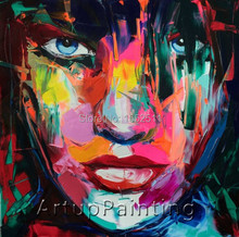 Francoise Nielly canvas painting hand painted wall art pictures for living room decor palette knife portrait face oil painting 2024 - buy cheap