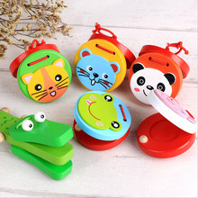 New Preschool Early Educational Toys Cartoon Castanets Kids Baby Wooden Clapper Handle Musical Instrument Toy Baby 2024 - buy cheap