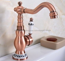 Grifo de lavabo de cobre rojo antiguo, grifo mezclador frío caliente de un solo Mango, grifo mezclador Nnf639 2024 - compra barato