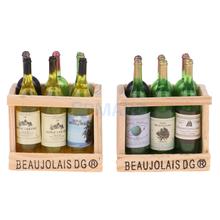 2 Set/ 12 Pieces Miniature Beer Wine Bottles With Magnet Wooden Storage Box 1/12 Dollhouse Kitchen Life Scenes Decoration 2024 - buy cheap