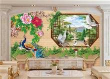 3d Custom photo mural 3d wallpaper pony peacock window bird setting wall decor painting 3d wall murals wallpaper for walls 3 d 2024 - buy cheap