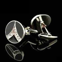 Free shipping Cufflinks black color round crystal design for man hotsale copper material cufflinks whoelsale&retail 2024 - buy cheap