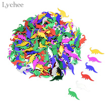 Красочный динозавр Lychee Life с конфетти, украшения для свадебной вечеринки, товары для детского дня рождения 2024 - купить недорого